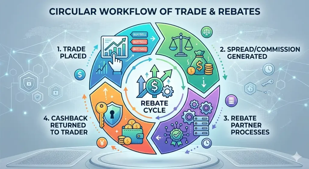 How JustMarkets rebate workflow works for traders