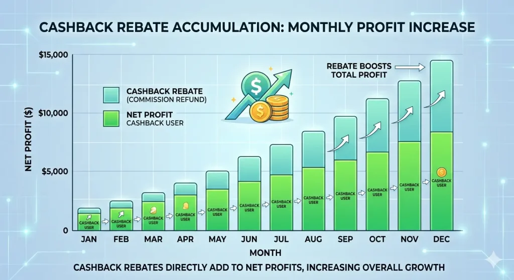Net monthly profit comparison with and without cashback rebates