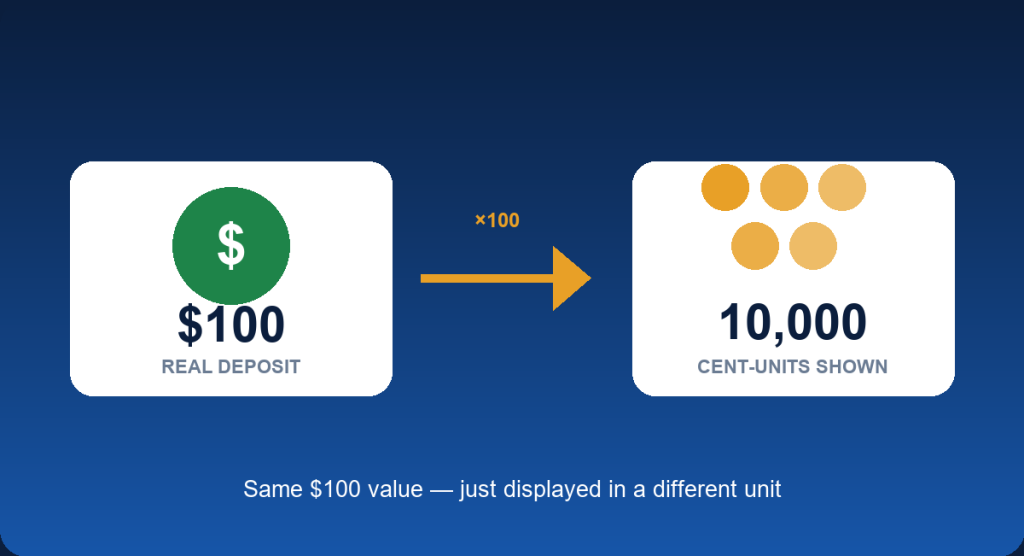 Best cent account brokers 2026 — how a $100 deposit becomes 10,000 cent-units