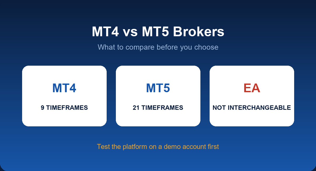 MT4 versus MT5 brokers: platform differences and what to compare