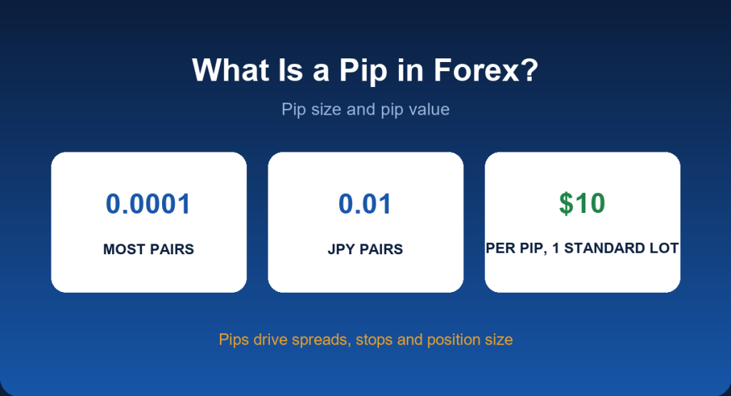What is a pip in forex: pip size, pip value and worked examples
