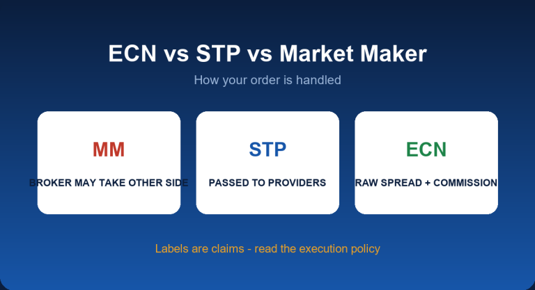 ECN, STP and market maker brokers compared: how each execution model works