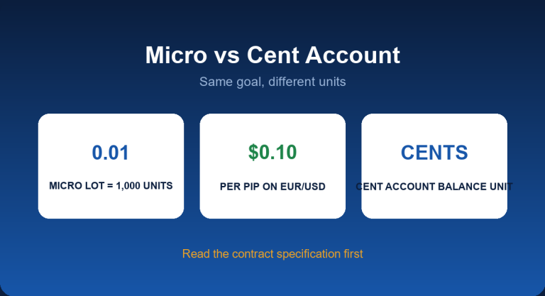 Forex micro account versus cent account: lot sizes, balance display and costs