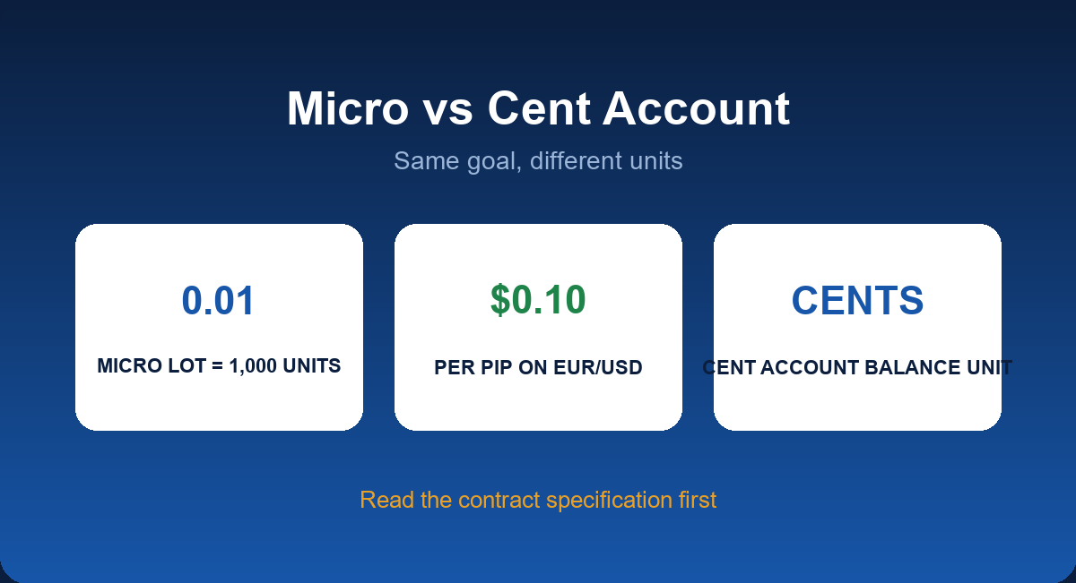 Forex micro account versus cent account: lot sizes, balance display and costs