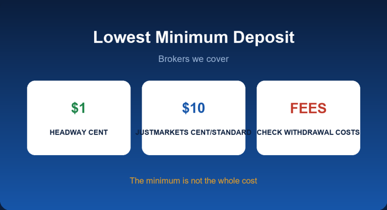 Lowest minimum deposit forex brokers: from $1 and what to check beyond the deposit