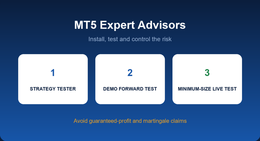MT5 expert advisors: installation steps, backtesting and safety checks