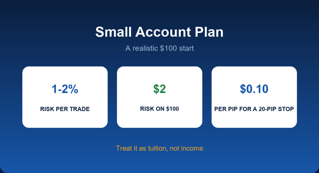 Trading forex with a small account: a realistic $100 plan with risk and costs