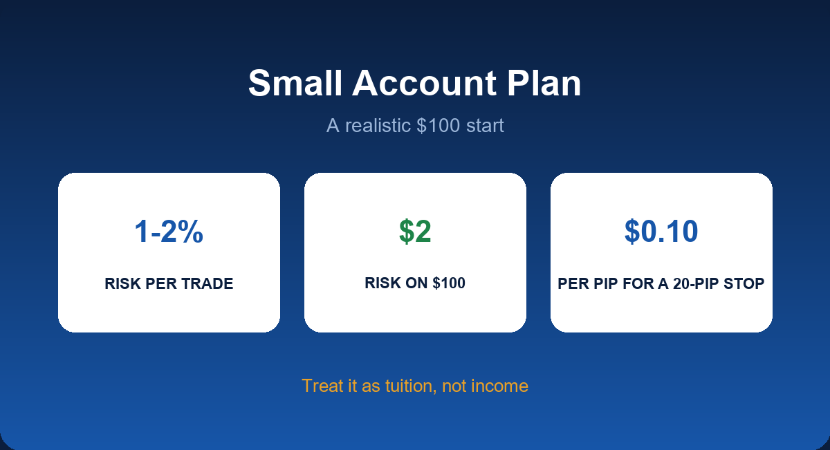 Trading forex with a small account: a realistic $100 plan with risk and costs