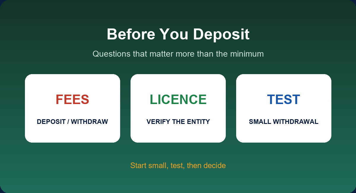 Questions to ask before depositing with a low-minimum broker