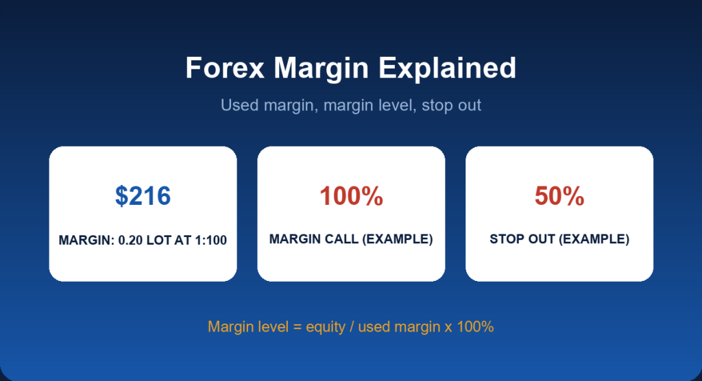 Forex margin explained: used margin, free margin, margin level, margin call and stop out