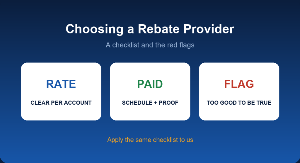 How to choose a forex rebate provider: rate, payout, proof and conditions checklist