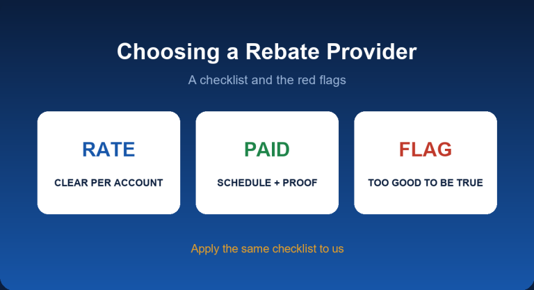 How to choose a forex rebate provider: rate, payout, proof and conditions checklist