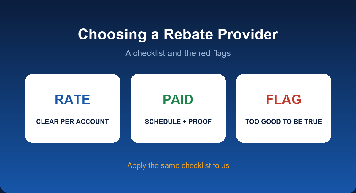 How to choose a forex rebate provider: rate, payout, proof and conditions checklist