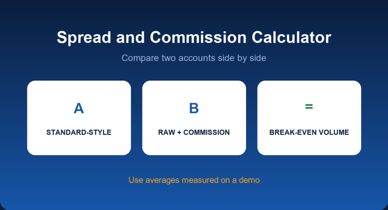 Spread and commission calculator comparing two forex account types